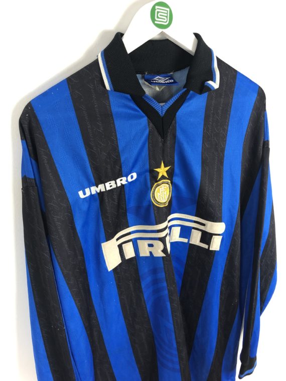 Original 1997-98 Inter Milan *MATCH WORN* L/S home jersey (#21 ZAMORANO ...