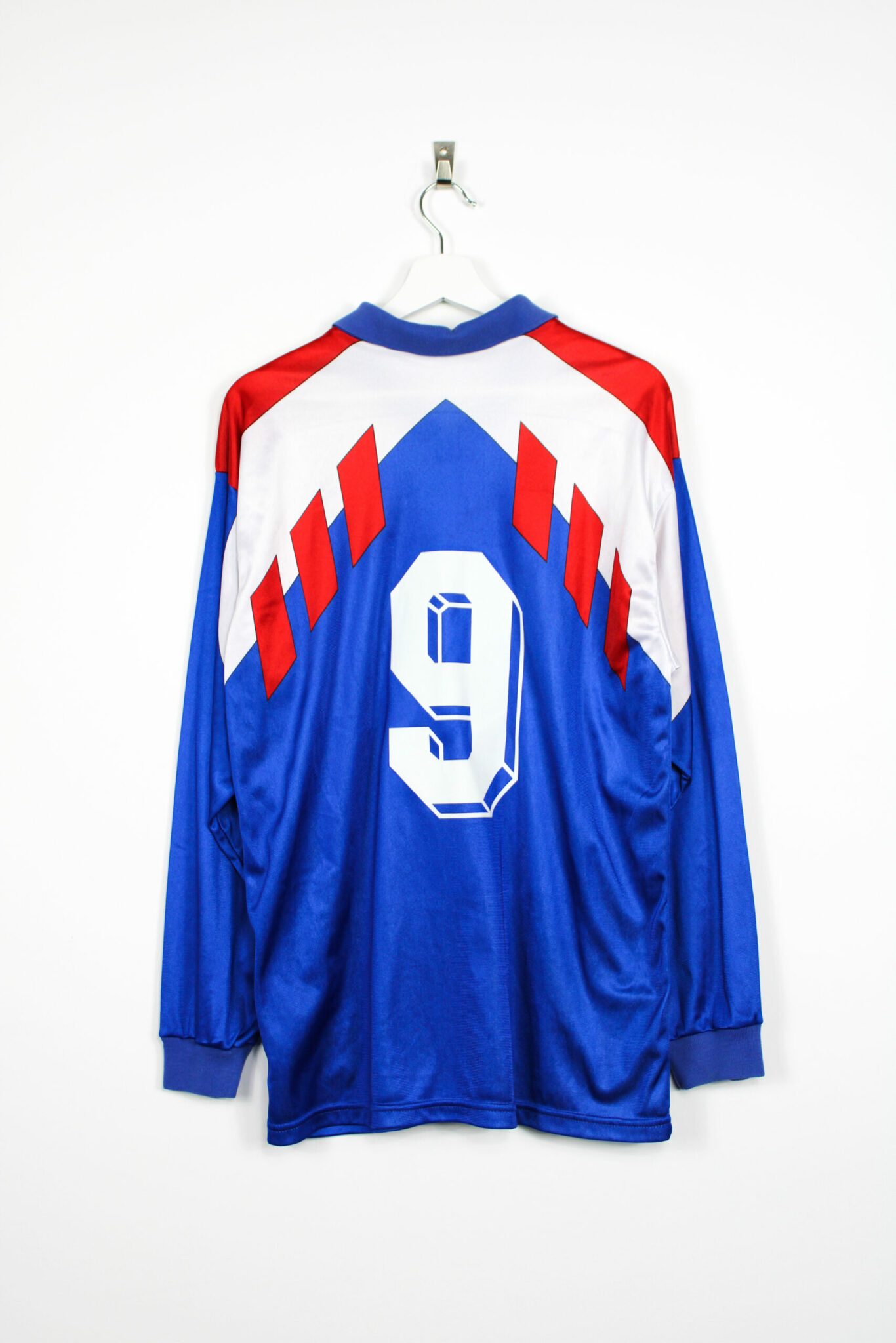 1990-92 France *PLAYER ISSUE* L/S home jersey #9 - L • RB - Classic Soccer  Jerseys