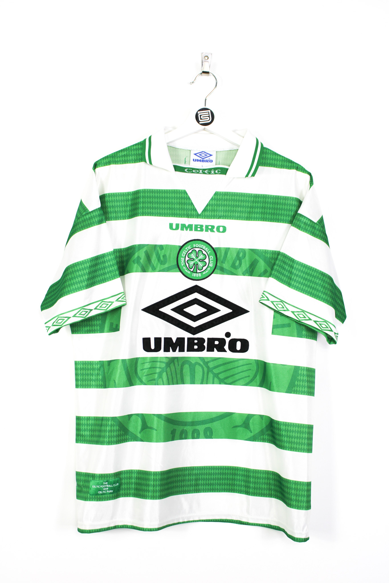1996-97 CELTIC Home S/S No.7 Di Canio Scotland League 96-97 jersey shirt sz  L