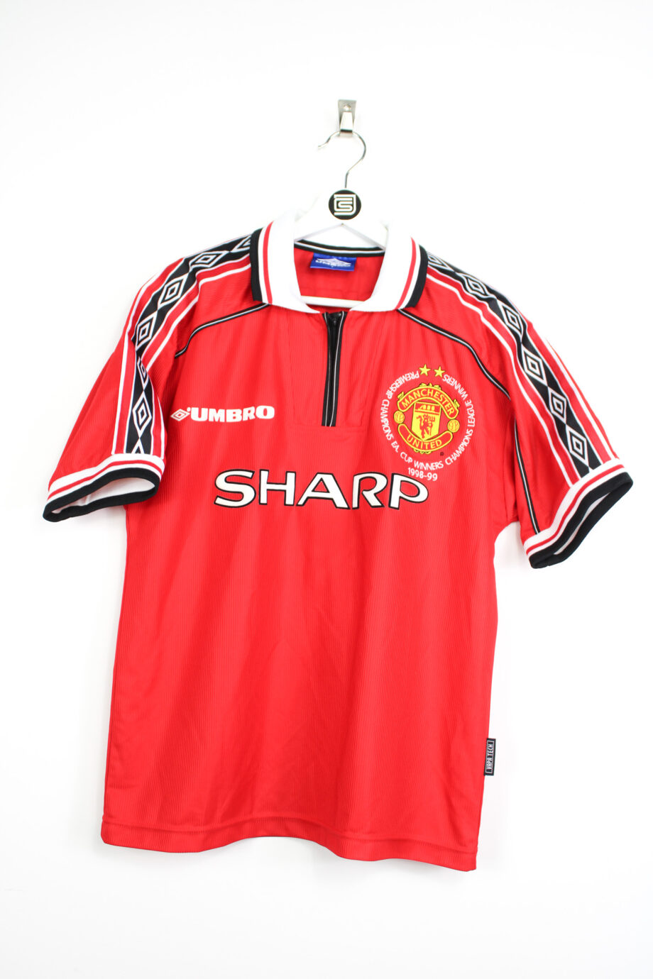 1999 Manchester United *TREBLE WINNERS* home jersey (#7 BECKHAM) - S