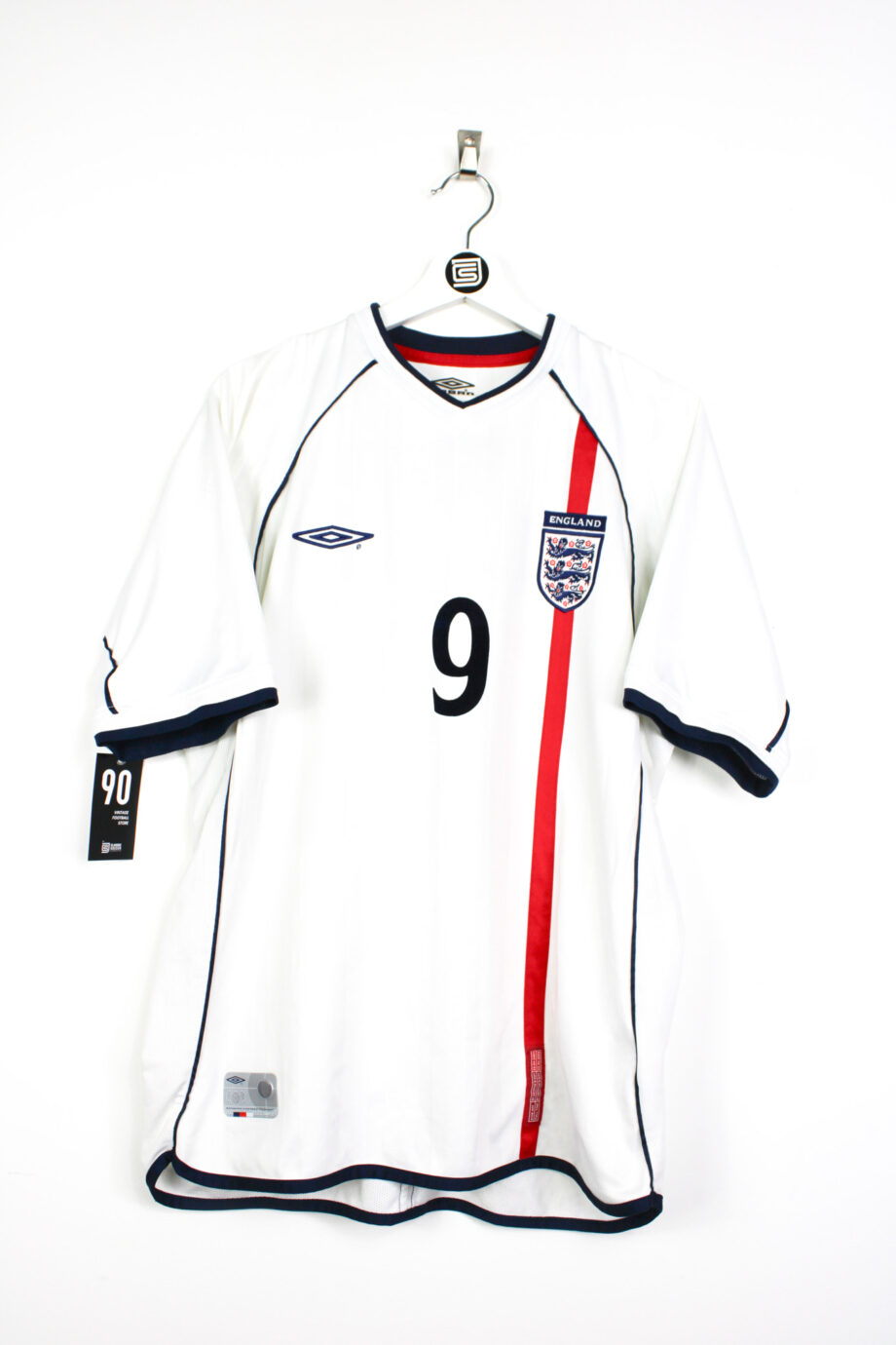 2001-03 England home jersey (#9 HESKEY) - L