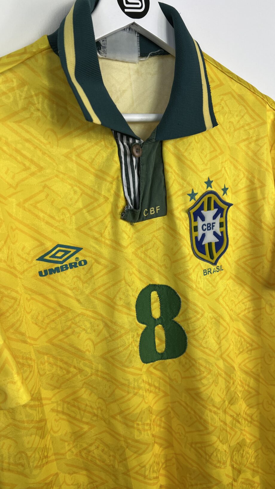 1991-93 Brazil *MATCH WORN* home jersey (#8 Luís Henrique) - L