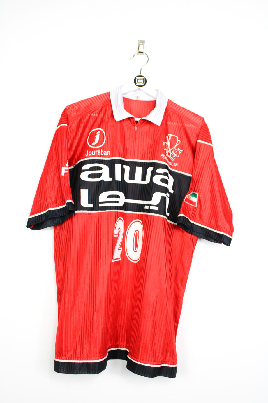 1999-00 Persepolis FC *MATCH ISSUE* home jersey (#20 A. Baghmisheh) - L